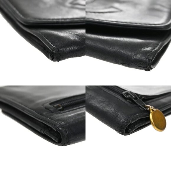 CHANEL CC Logo Bifold Wallet Leather Black GHW France Vintage 01KB335 - Picture 7 of 16